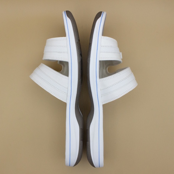 Clarks Breeze Piper White Slip On Comfort Slides Sandals Women's Size 11 M - Picture 6 of 8